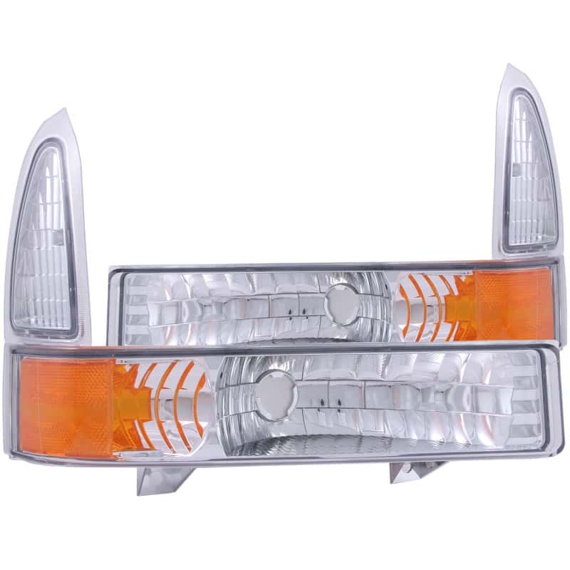 ANZO — ANZO 2000-2004 Ford Excursion Euro Parking Lights Chrome w/ Amber Reflector
PrkngLghtAssembly - view 1