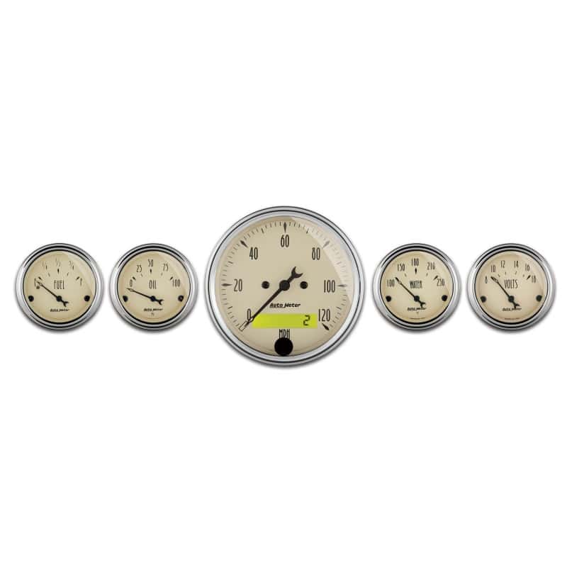 AutoMeter — AutoMeter Gauge Kit 5 Pc. 3-1/8in. & 2-1/16in. Elec. Speedometer Antique Beige
GA SET 5PC E SPD AB - view 2