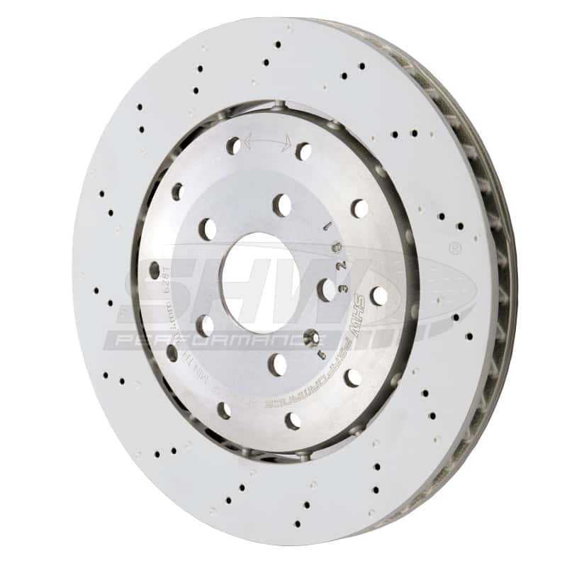 SHW Performance — SHW 08-12 Audi R8 4.2L (Excl Ceramic Brakes) Rear Drill-Dimp Lightweight Brake Rotor (420615601F) - view 1