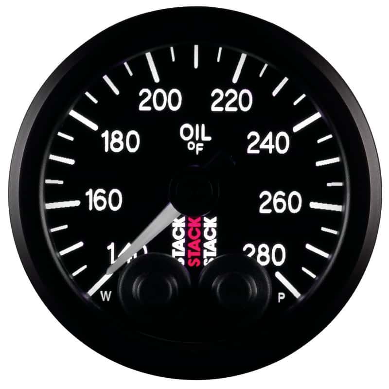 AutoMeter — Autometer Stack Instruments 52mm 140-280 Deg F 1/8in NPTF Male Pro Control Oil Temp Gauge - Black
Ga OilT PC Blk 280F - view 1