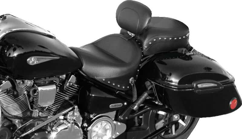 Mustang Motorcycle — Mustang 99-15 Yamaha Road Star 1600,1700 Wide Touring 2PC Seat w/Driver Backrest Studs - Black - view 2