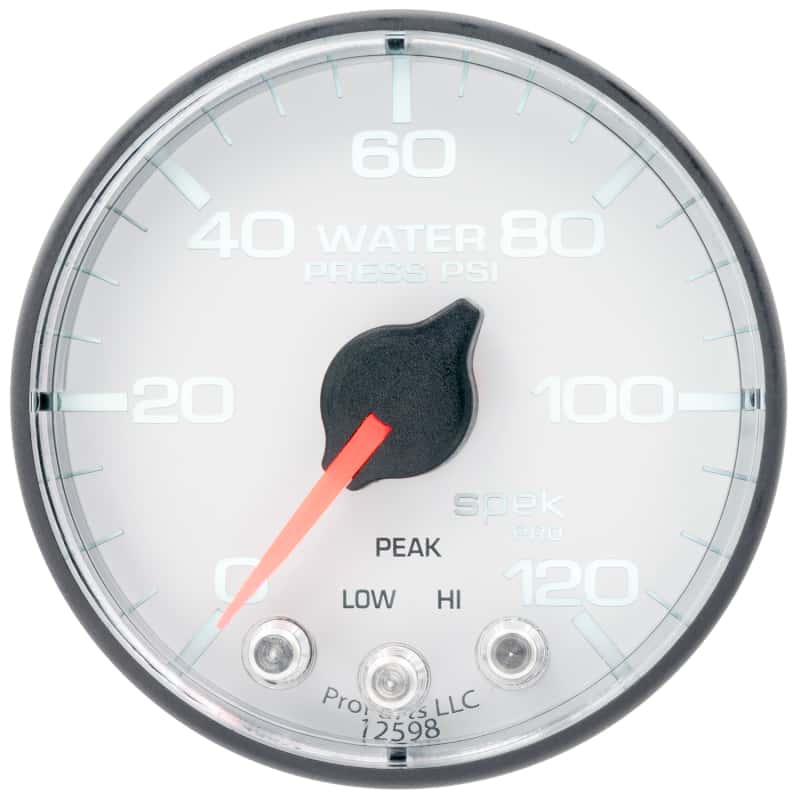 AutoMeter — Autometer Spek-Pro 2 1/16in 120PSI Stepper Motor W/Peak & Warn White/Black Water Pressure Gauge
GA 2" WP 120 WFB SPK - view 2