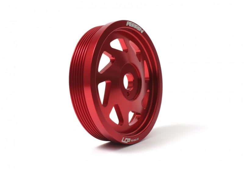 Perrin Performance — PERRIN 15-18 Subaru WRX / 13-20 BRZ / 14-18 FXT / 13-16 Crosstrek Lightened Crank Pulley - Red - view 3