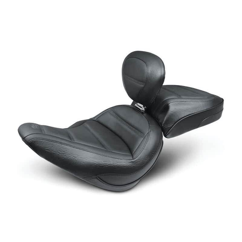 Mustang Motorcycle — Mustang 18-21 Harley Softail Slim Standard Touring Solo Seat w/Driver Backrest - Black - view 1