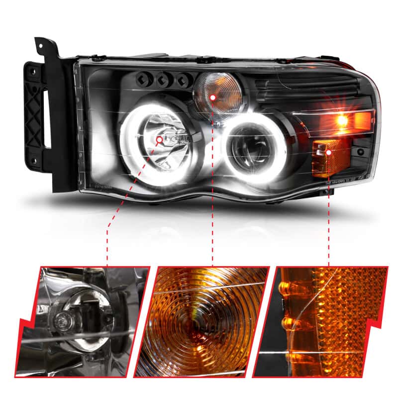 ANZO — ANZO 2002-2005 Dodge Ram 1500 Projector Headlights w/ Halo Black Clear Amber
Head Light Set
HdLtSet - view 10
