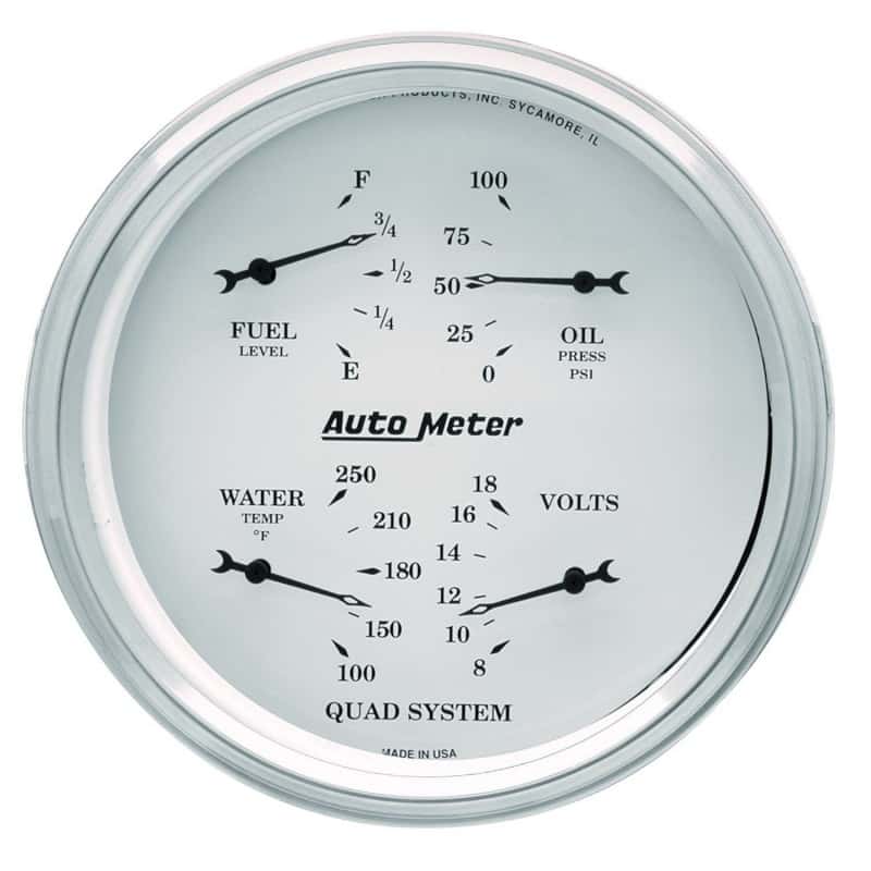 AutoMeter — AutoMeter Gauge Quad 5in. 0 Ohm(e) to 90 Ohm(f)Elec Old Tyme White
5" QUAD GA, FUEL LEV - view 2