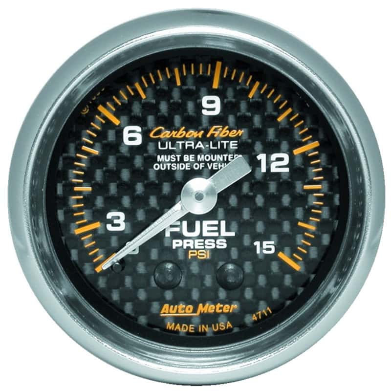 AutoMeter — Autometer Carbon Fiber 52mm 15 PSI Mechanical Fuel Pressure Gauge
GA 2" FUP M 15psi CF - view 1