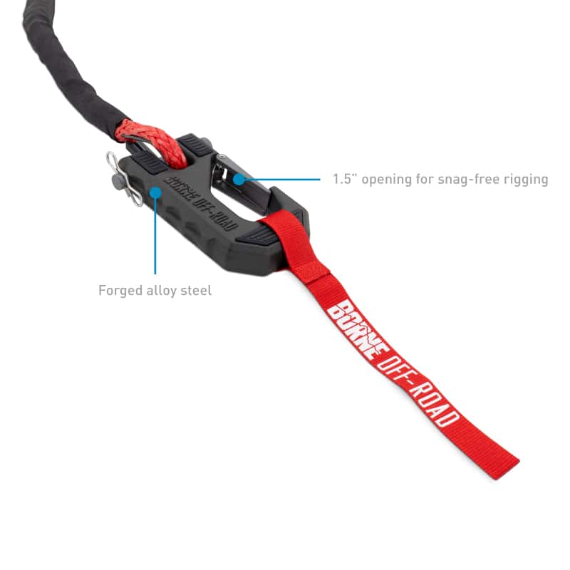 Borne Off-Road — Borne Off-Road Winch Hook - 3/8in Rope - Hand Strap - Red - view 6