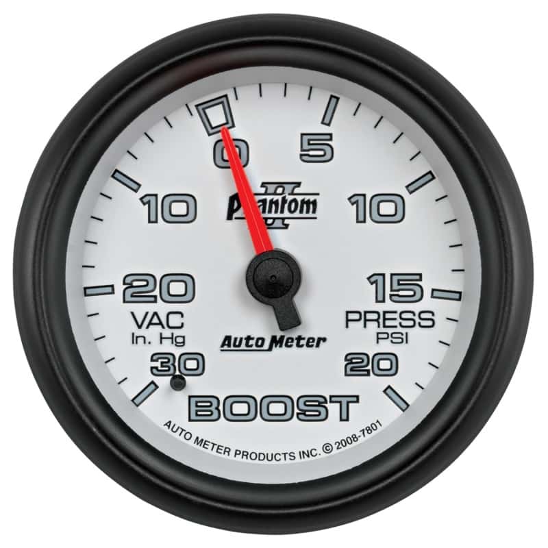 AutoMeter — AutoMeter Gauge Vac/Boost 2-5/8in. 30Inhg-20PSI Mechanical Phantom II
2-5/8" BOOST-VAC, 30 - view 1