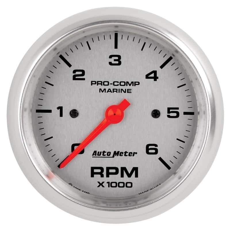 AutoMeter — Autometer Marine Silver Ultra-Lite Gauge 3-3/8in Tachometer 6K RPM
3.4" TACH 6KRPM MS - view 1