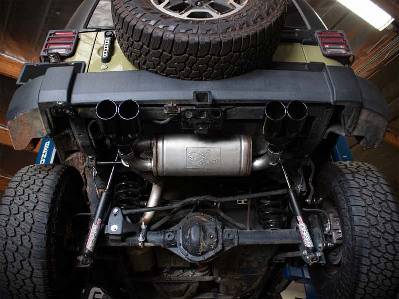 aFe — aFe Vulcan Series 2.5in 304 SS Axle-Back Exhaust Black 07-18 Jeep Wrangler (JK) V6-3.6/3.8L
Axle-Back Exhaust - view 3