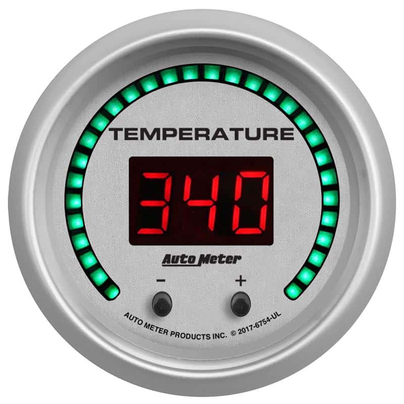 AutoMeter — Autometer 52.4mm Silver Switchable 60-340 Degrees F/40-170 Degrees C Ultra-Lite Elite Digital Gauge - view 1