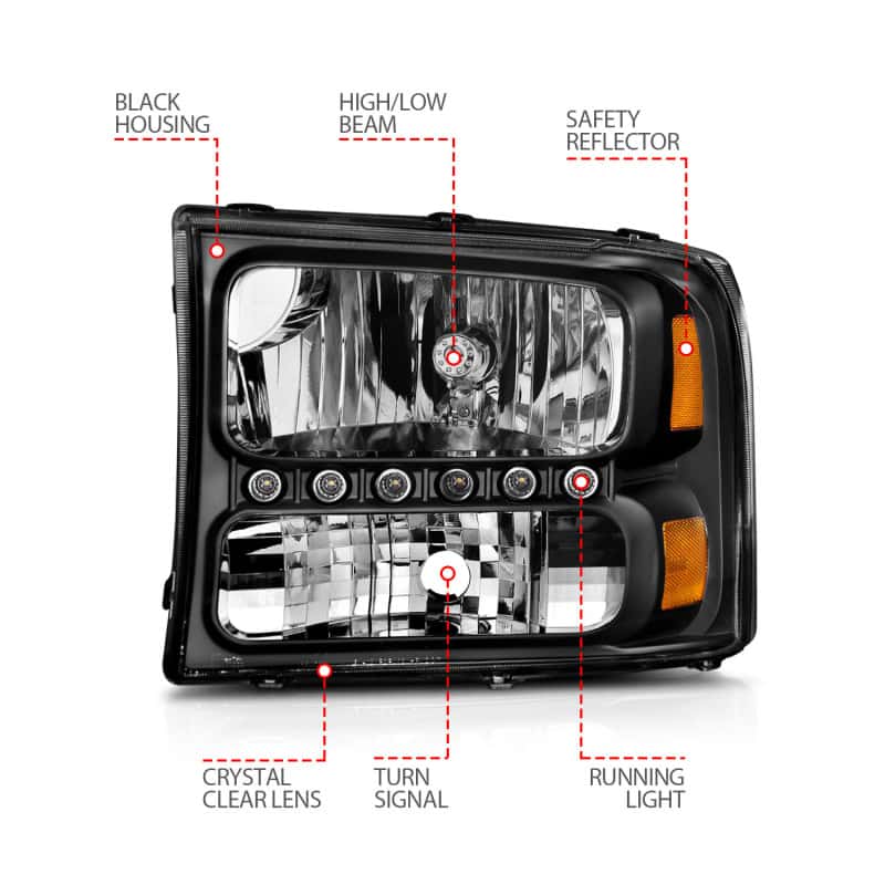 ANZO — ANZO 2000-2004 Ford Excursion Crystal Headlights Black w/ LED 1pc
Head Light Set
HdLtSet - view 11