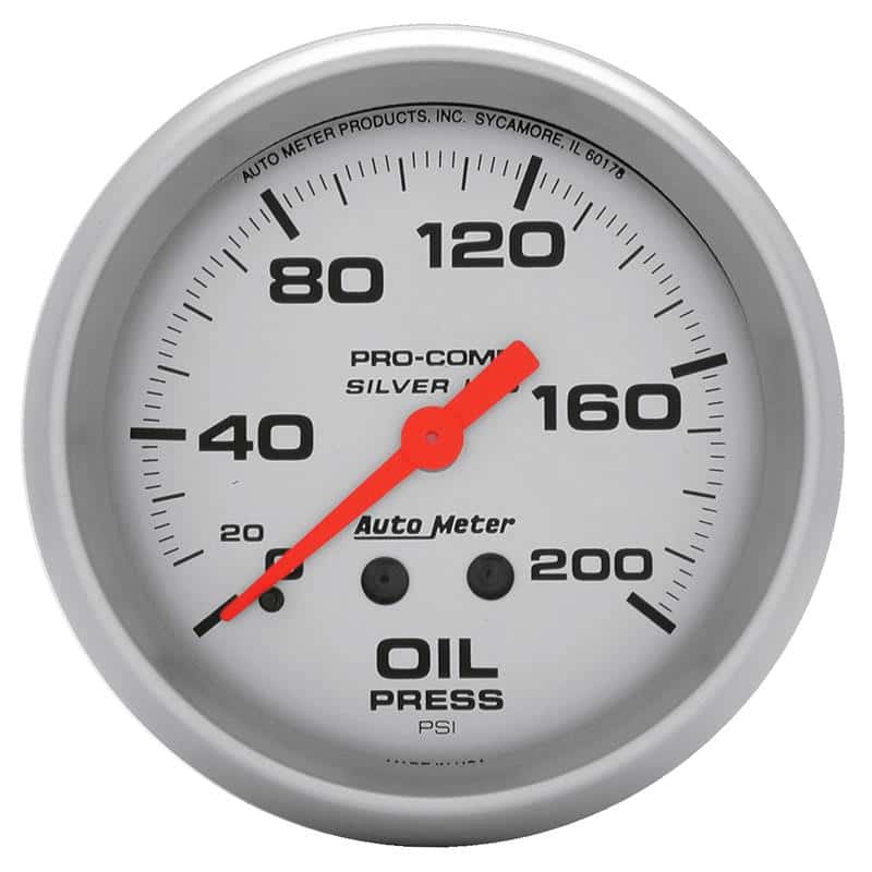AutoMeter — AutoMeter Gauge Oil Press 2-5/8in. 200PSI Liquid Filled Mech Ultra-Lite
2-5/8" OIL PRESS, 0- - view 2