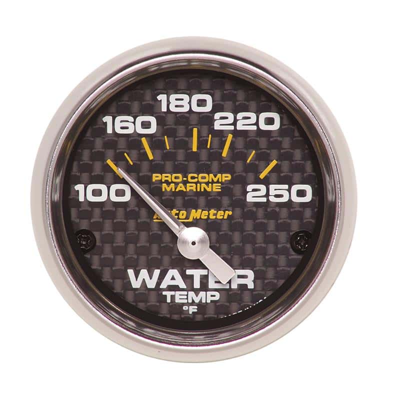 AutoMeter — Autometer Marine Carbon Fiber Ultra-Lite 2-1/16in 100-250 Degrees Electric Water Temperature Gauge
GA 2" WT 250F E MCF - view 1