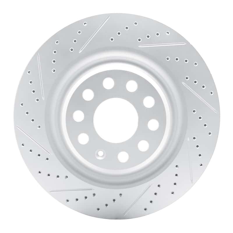 R1 Concepts — R1 12-21 Tesla Model X Rear Left Drilled & Slotted Geo-Carbon Rotor - view 1