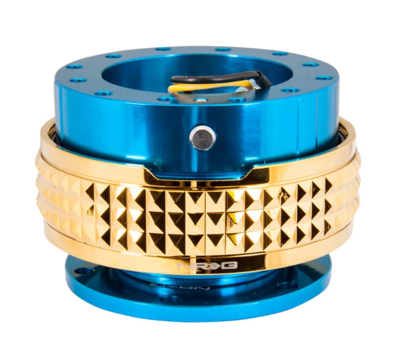 NRG — NRG Quick Release Kit - Pyramid Edition - Blue Body / Chrome Gold Pyramid Ring - view 2
