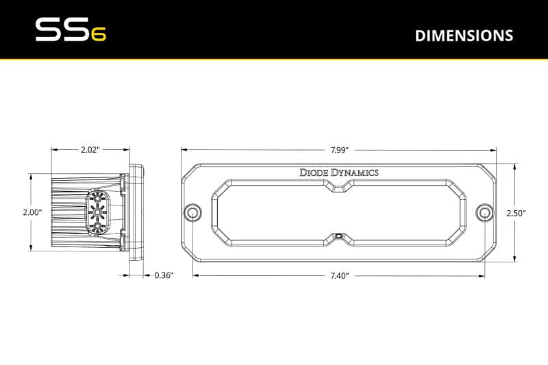 Diode Dynamics — Diode Dynamics SS6 Sport White Flood Flush RBL (pair) 6000K - view 6