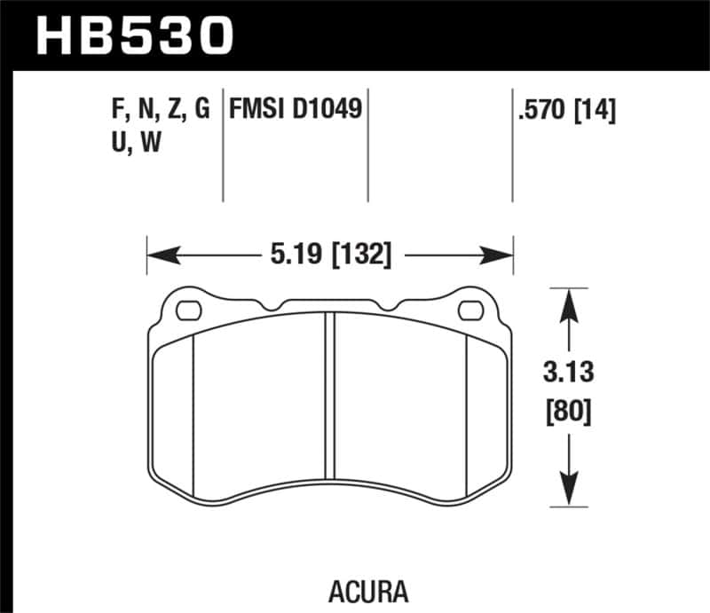 Hawk Performance — Hawk 07-08 Acura TL 3.5L / 04-08 TL 3.2L Type S HPS Street Front Brake Pads
Disc Brake Pad - view 2
