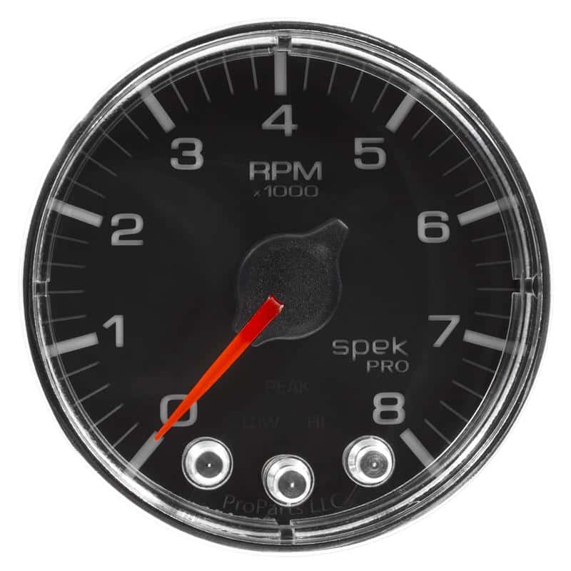 AutoMeter — Autometer Spek-Pro Gauge Tach 2 1/16in 8K Rpm W/ Shift Light & Peak Mem Blk/Chrm
GA 2" 8KRPM BFC SPEK - view 2