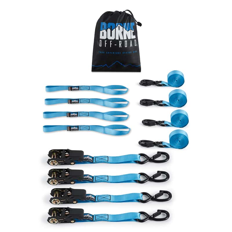 Borne Off-Road — Borne Off-Road Medium-Duty Ratchet Tie-Down Kit (4-Pack) Blue - view 4