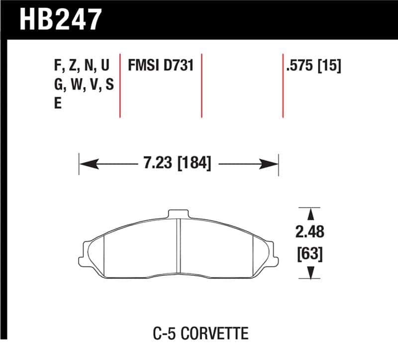 Hawk Performance — Hawk 97-13 Chevy Corvette Base/Z51 DTC-50 Front Brake Pads
Disc Brake Pad - view 1
