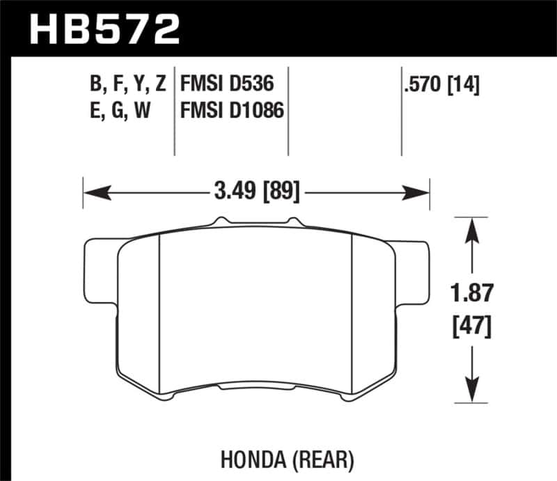 Hawk Performance — Hawk 07-08 Acura TL Type S / 99-08 Acura TL 3.2L HPS Street Rear Brake Pads
Disc Brake Pad - view 3