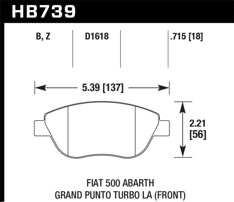 Hawk Performance — Hawk 2013 Fiat 500 Abarth Front HPS 5.0 Street Brake Pads
Disc Brake Pad - view 1