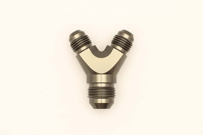 DeatschWerks — DeatschWerks 6AN Male Flare + 6AN Male Flare to 8AN Male Flare Y Block Fitting - view 4
