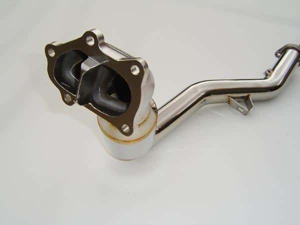 Invidia — Invidia 02-07 WRX/STi Polished Divorced Waste Gate Downpipe with High Flow Cat - view 1