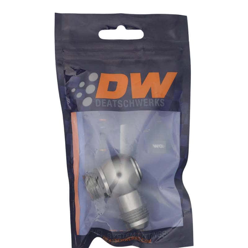 DeatschWerks — DeatschWerks 8AN ORB Male to 8AN Male Flare Low Profile 90-Degree Swivel - Anodized DW Titanium
Lines & Fittings - view 2