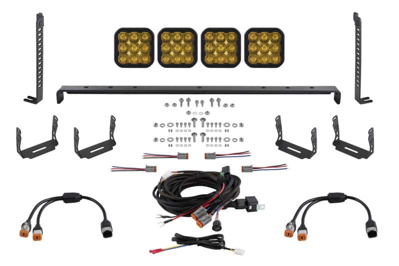 Diode Dynamics — Diode Dynamics 14-23 Toyota 4Runner SS5 Stealth Grille LED 4-Pod Kit - Sport Yellow Driving - view 1