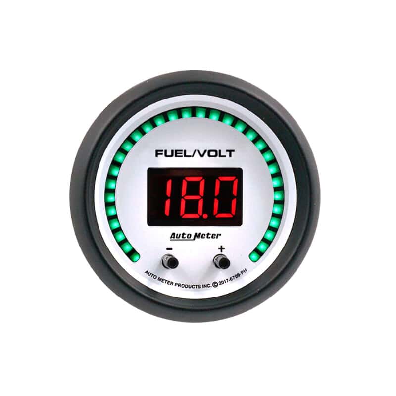 AutoMeter — Autometer 52.4mm White Switchable 0-100 Fuel Level/8-18V Voltmeter Phantom Elite Digital Gauge - view 3