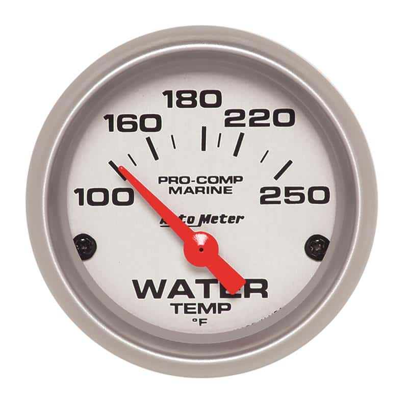 AutoMeter — Autometer Water Temp Gauge 2 1/6in 100-200 Degree F Electric Marine Silver
GA 2" WT 250F E MS - view 1
