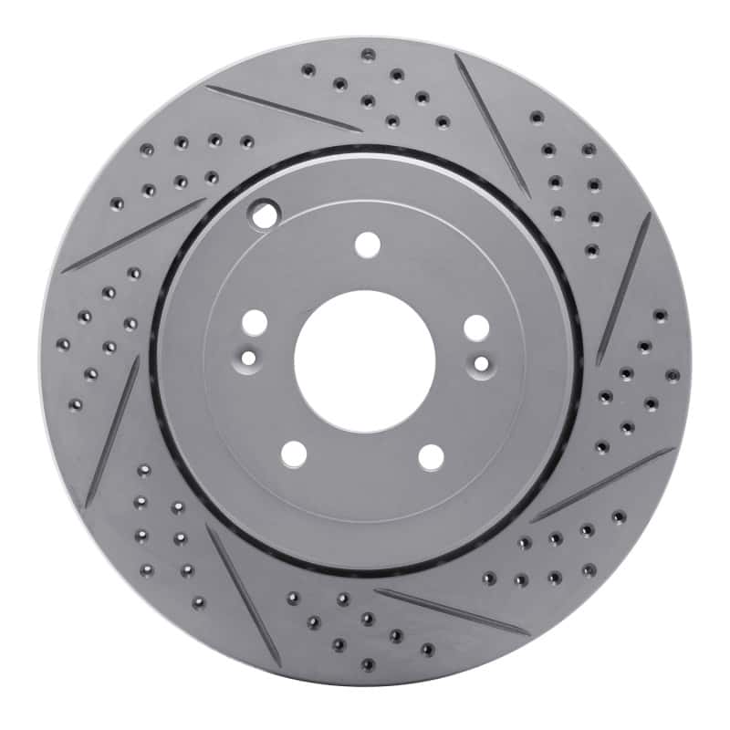 R1 Concepts — R1 10-16 Hyundai Genesis Coupe Rear Right Drilled & Slotted Geo-Carbon Rotor - view 1