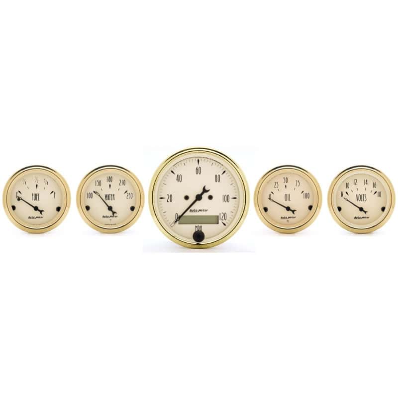AutoMeter — AutoMeter Gauge Kit 5 Pc. 3-1/8in. & 2-1/16in. Elec. Speedometer Golden Oldies
GOLDEN OLDIES 5 PC. - view 2