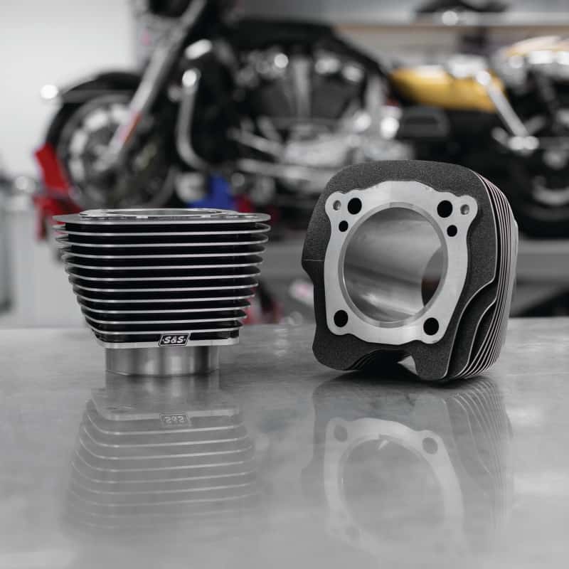 S&S Cycle — S&S Cycle 2017+ M8 Models 4.250in Bore 4.840in Big Bore Cylinder Set - Black Granite w/ Highlight - view 2