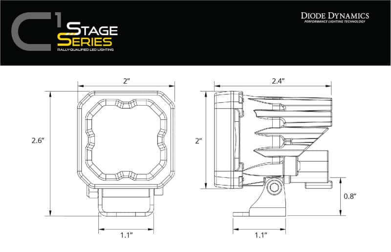Diode Dynamics — Diode Dynamics Stage Series C1 LED Pod - White SAE Fog Standard ABL (Pair) - view 6