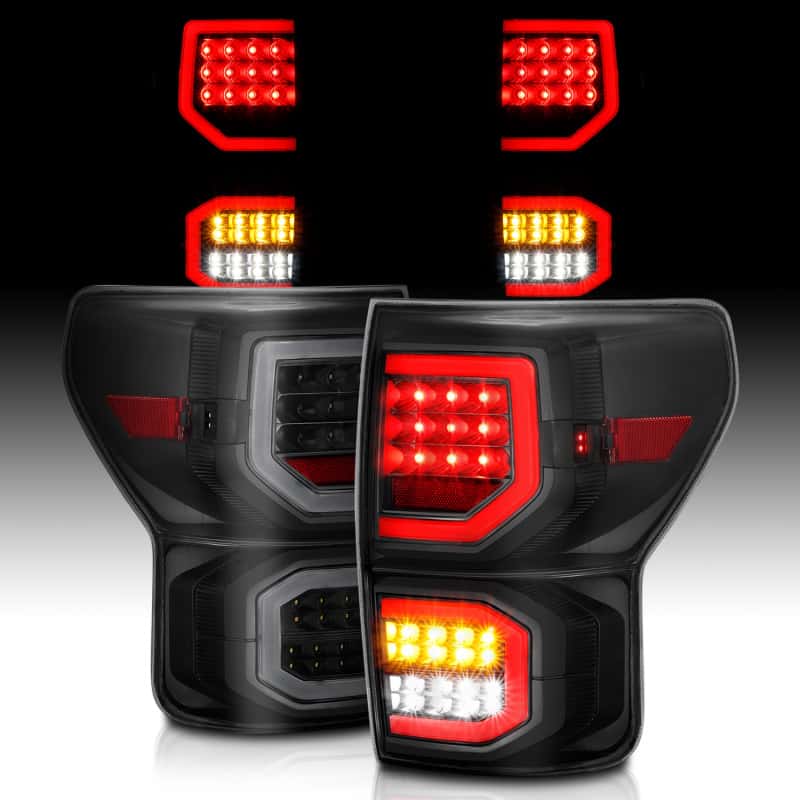 ANZO — ANZO 2007-2013 Toyota Tundra LED Taillights Plank Style Black w/Smoke Lens - view 15