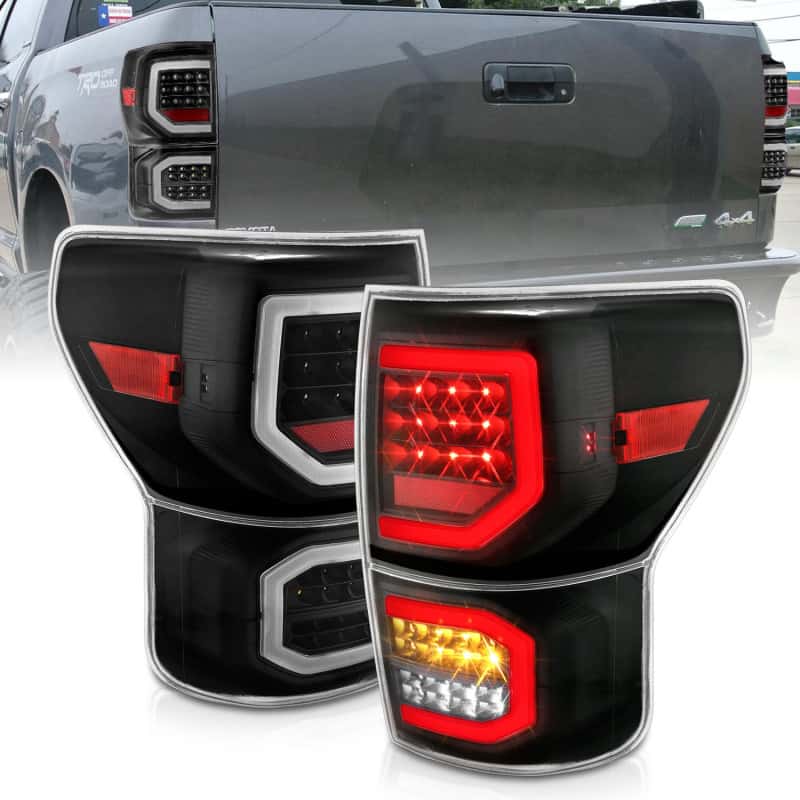 ANZO — ANZO 2007-2013 Toyota Tundra LED Taillights Plank Style Black w/Clear Lens - view 2
