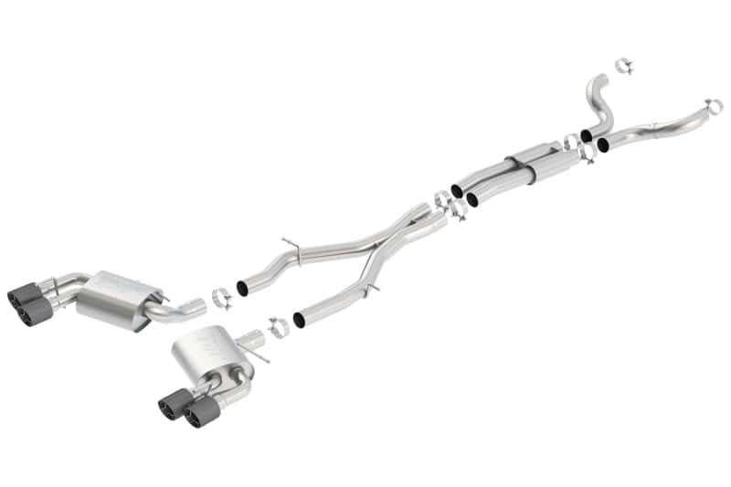 Borla — Borla 16-17 Chevy Camaro 6.2L 4in Dual Carbon Fiber Tips Dual Split Exit S-Type Catback Exhaust
Cat-Back System - view 3