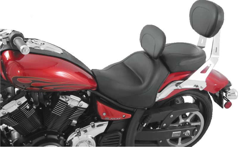 Mustang Motorcycle — Mustang 11-17 Yamaha Stryker Standard Touring 2PC Seat w/Driver Backrest - Black - view 2