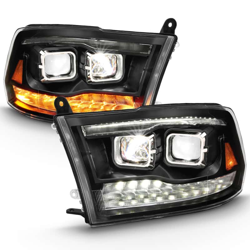 ANZO — ANZO 2009-2018 Dodge Ram 1500 Led Projector Plank Style Switchback H.L Halo Black Amber (OE Style)
Head Light Set - view 14