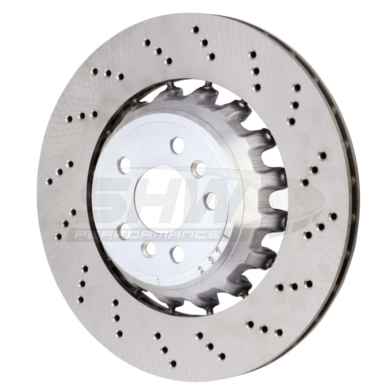 SHW Performance — SHW 2020+ BMW X3 M 3.0L Right Rear Cross-Drilled Lightweight Brake Rotor (34118054828) - view 2