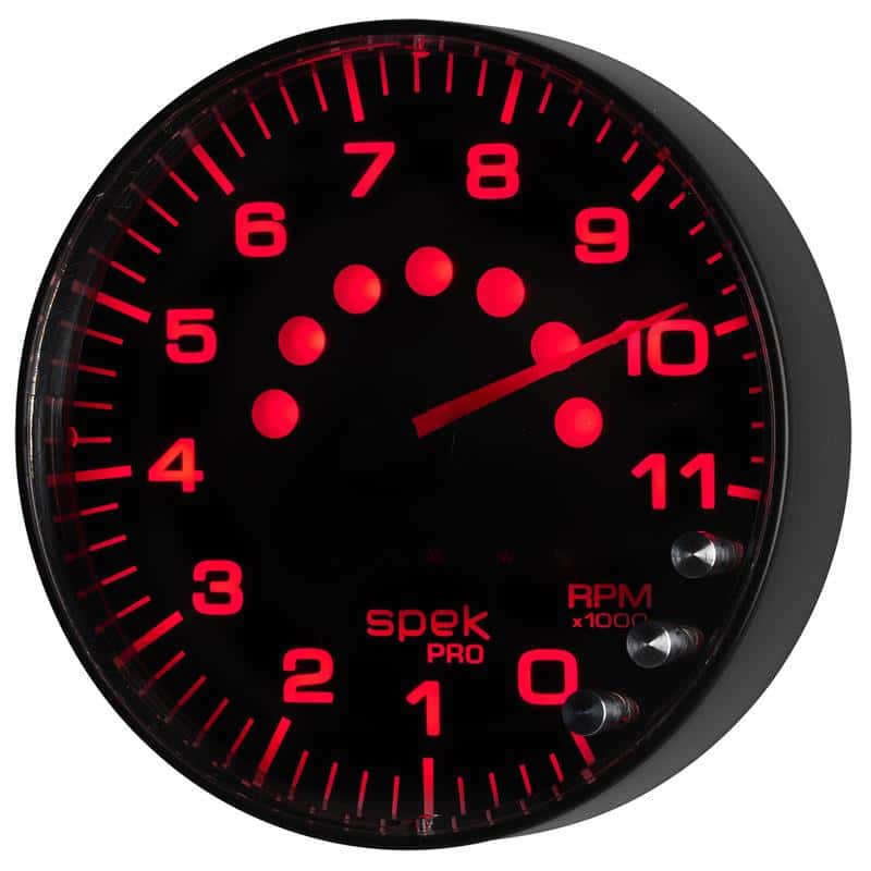 AutoMeter — Autometer Spek-Pro Gauge Tachometer 5in 11K Rpm W/Shift Light & Peak Mem Black/Black
GA 5" 11KRPM BFB SPK - view 8