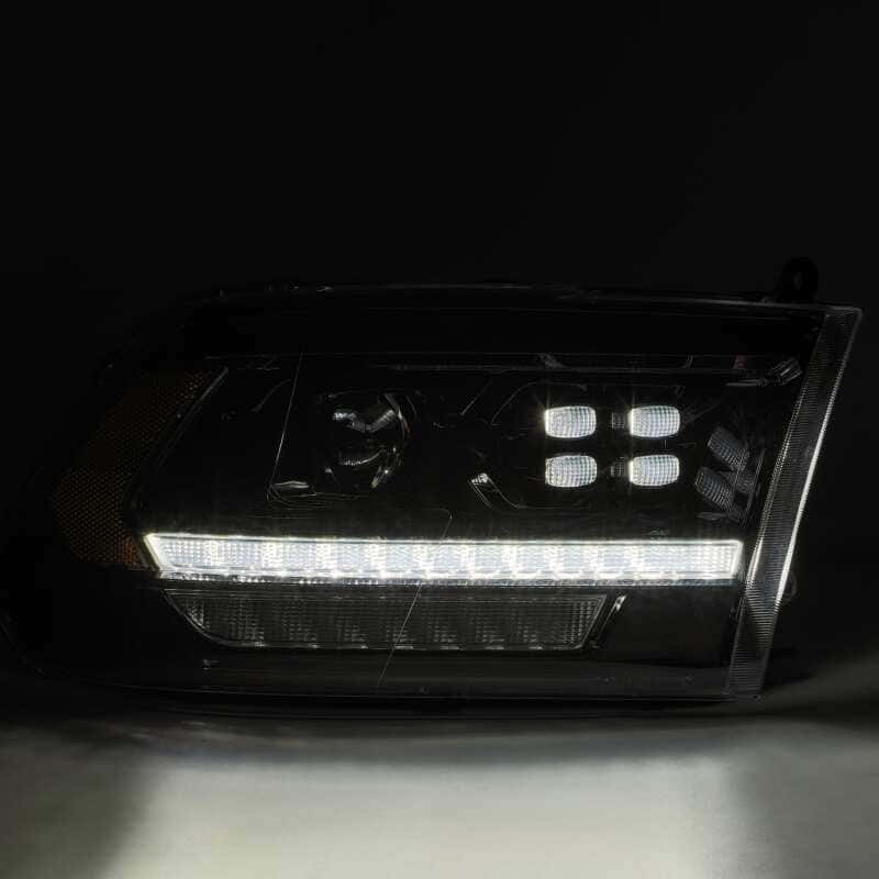AlphaRex — AlphaRex 09-18 Dodge Ram 1500HD PRO-Series Proj Headlight Plnk Style Blk w/Chrm Acc w/Seq Signal/DRL
Projector Headlights - view 3
