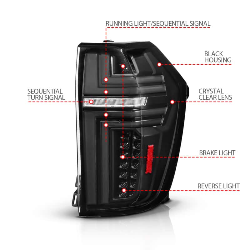 ANZO — ANZO 21-24 Chevy Suburban/Tahoe Full LED Tail Lights SeqSig Black - Pair - view 4