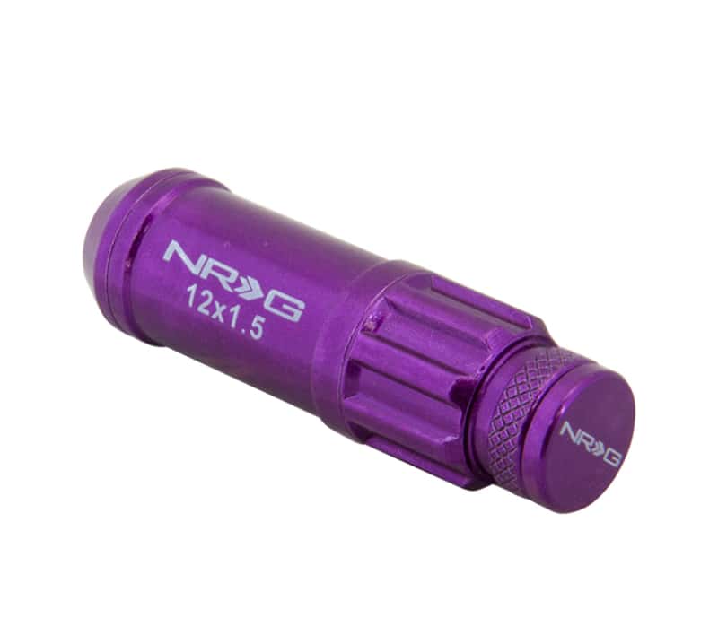 NRG — NRG 700 Series M12 X 1.5 Steel Lug Nut w/Dust Cap Cover Set 21 Pc w/Locks & Lock Socket - Purple - view 2