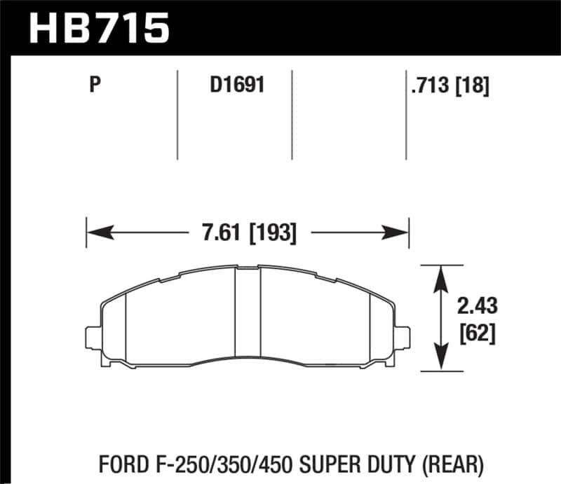 Hawk Performance — Hawk 15-17 Ford F-250/350 LTS Street Rear Brake Pads
Disc Brake Pad - view 2