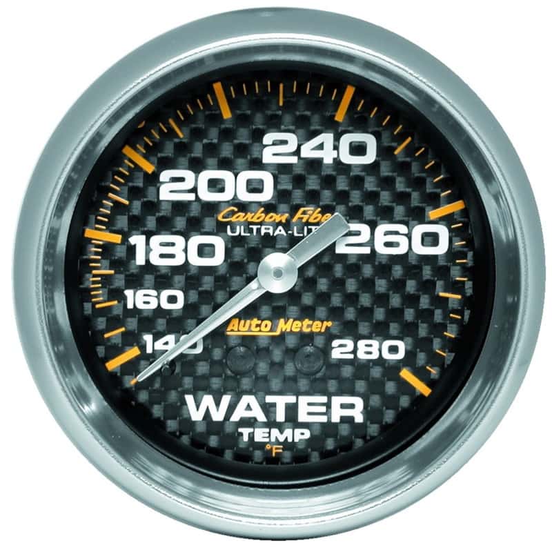 AutoMeter — Autometer Carbon Fiber 2-5/8in 140-280 Deg F Mechanical Water Temp Gauge
GA 2.6" WT 280 M CF - view 1